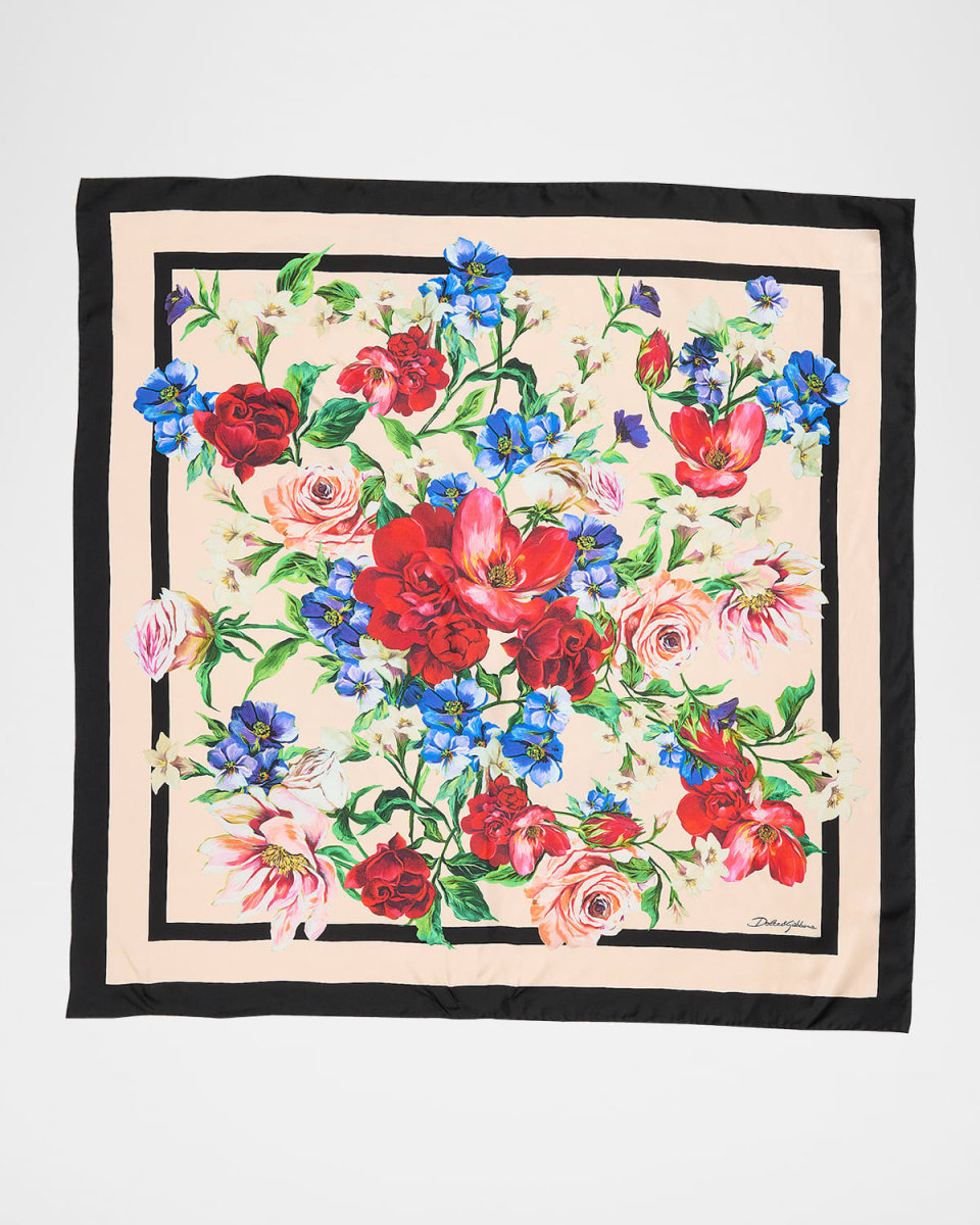 Floral Foulard Silk Scarf
